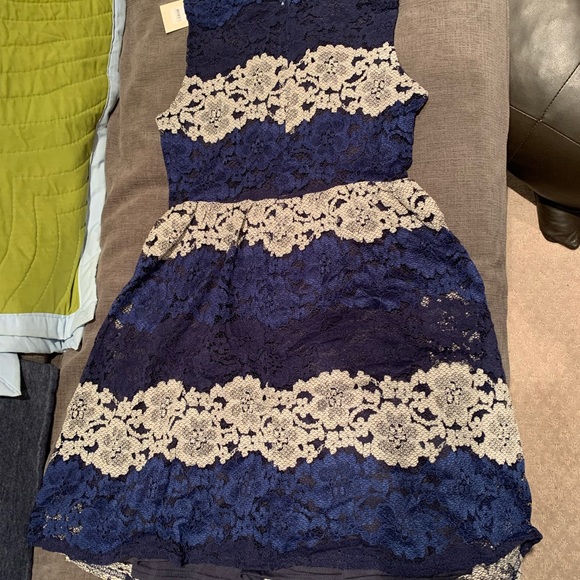 Blue lacy mini dress - Picture 5 of 8
